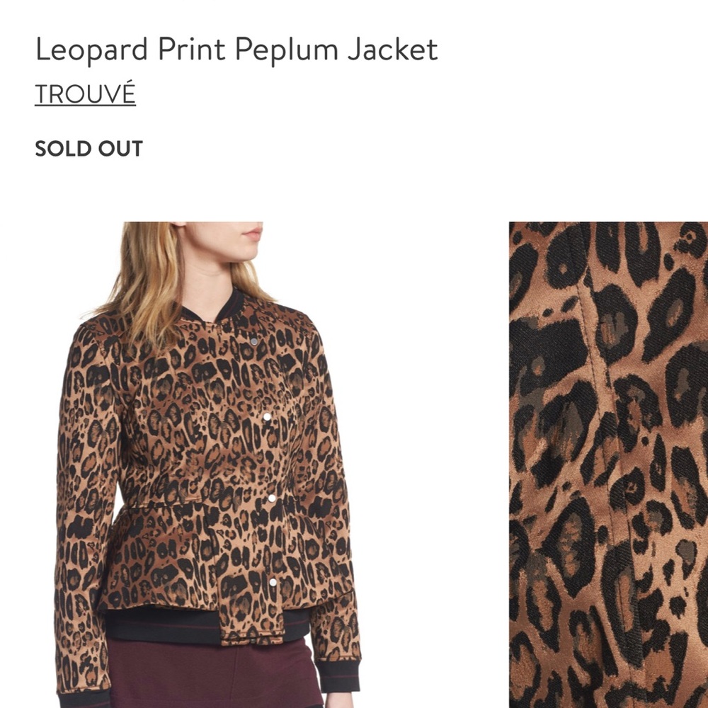 Trouve Leopard Print Peplum Jacket Sz Small
